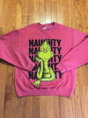 The Grinch Red Fleece Pullover Sweatshirt Men's M Graphic Christmas Crew Neck